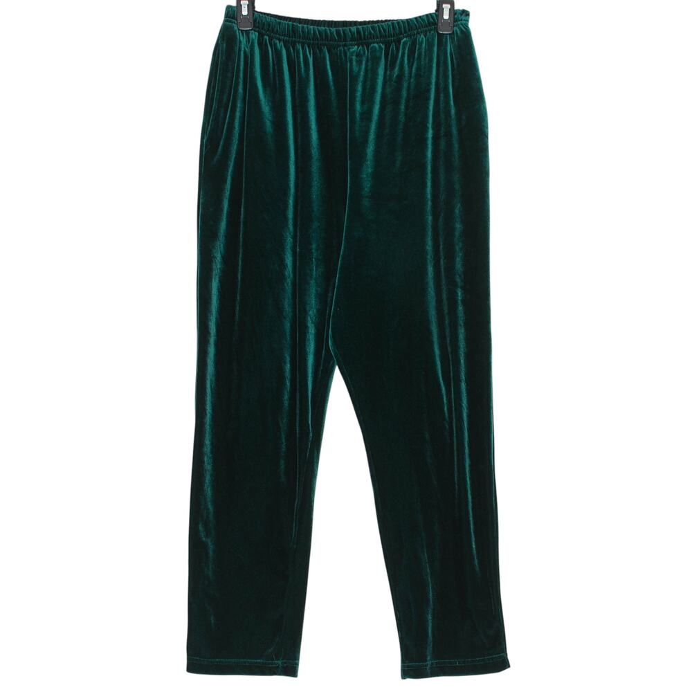 Vintage Diane Von Furstenberg Pants Velvet Pull On High Rise 90s Green Large